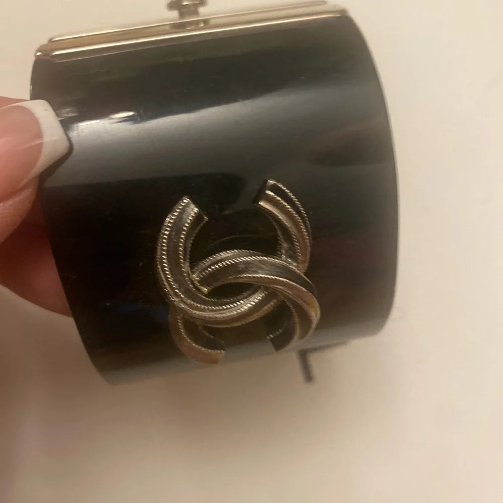 Chanel Black and Silver Cuff Bracelet - Picture 8 of 15